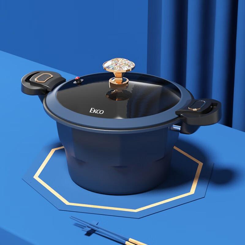 康宁威尔蓝微压炒锅锅具套装EKCO威尔蓝微压蒸汤锅单件装高清大图