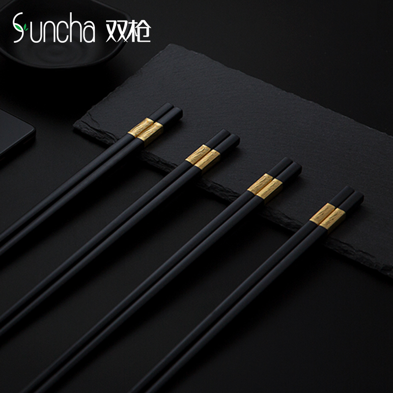 双枪Suncha筷子防霉家用高档抗菌10双筷子套装快子儿童非不锈钢合金筷子欣欣向荣高清大图