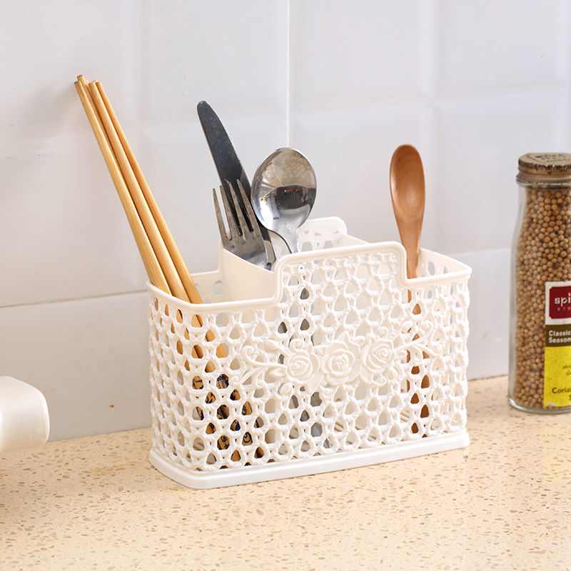 可旋转筷笼厨房筷子笼餐具收纳筒多功能立式筷笼架勺子收纳架 花朵