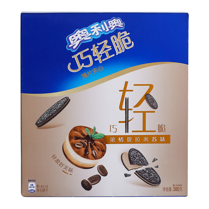 亿滋 奥利奥巧轻脆薄片夹心浓情提拉米苏味380克夹心饼干小包装儿童休闲零食盒装
