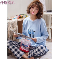 睡衣女秋纯棉长袖韩版可爱学生两件套大码可外穿家居服套装秋冬季