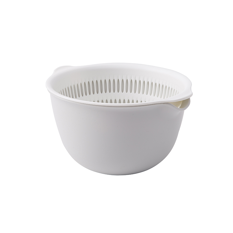 创意日式双层沥水篮洗菜盆客厅水果盘家用小号塑料菜篮子洗菜篮 小号浅灰