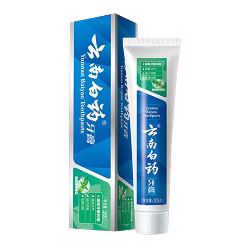 云南白药牙膏养护清新口腔持久劲爽薄荷205g(包装随机)