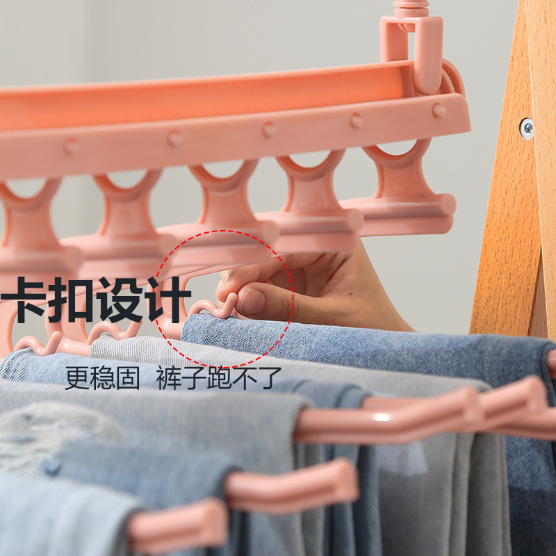 折叠多功能一挂六裤架挂裤子魔术衣服架家用整理收纳裤挂衣柜晾晒架 三维工匠 折叠裤架墨兰蒂色(一个顶6个) 6个高清大图