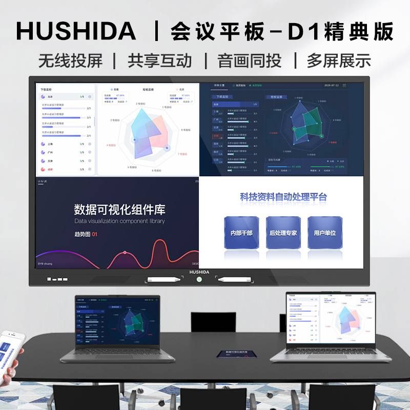 互视达(HUSHIDA)55英寸会议平板一体机电子白板4K防眩光教学培训触摸触控智慧屏 安卓/2G/16G CW-HYCM-55