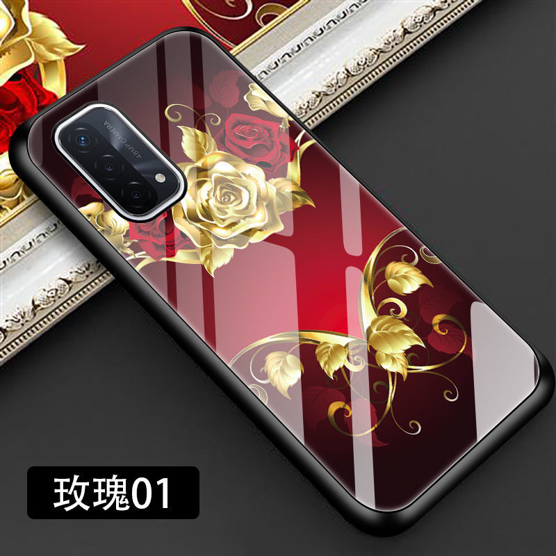 OPPOA93手机壳个性简约OPPOa93玻璃保护套5G版女款全包边防摔硬壳 OPPOA93 牡丹01