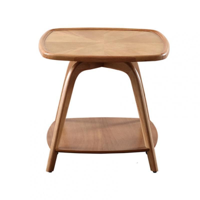 森美人北欧实木沙发边几现代简约客厅圆形小边几阳台休闲小茶几角几 边几原木色