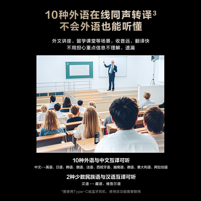 科大讯飞SR702T星火版录音笔 64G转文字视频实时翻译 OCR识别离线免费转写-15米远距离高清大图