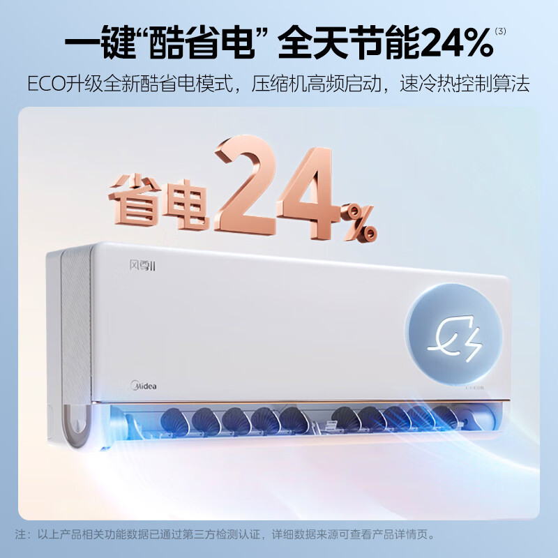 美的(Midea)空调风尊II新一级大1匹p变频冷暖智能壁挂式客厅卧室大风口节能省电挂机KFR-26GW/N8MXC1Ⅱ高清大图