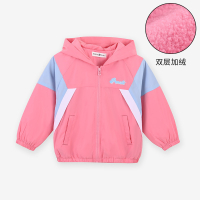 铅笔俱乐部童装2023秋冬新款女童外套儿童加绒上衣中小童厚款风衣 110cm 西瓜红