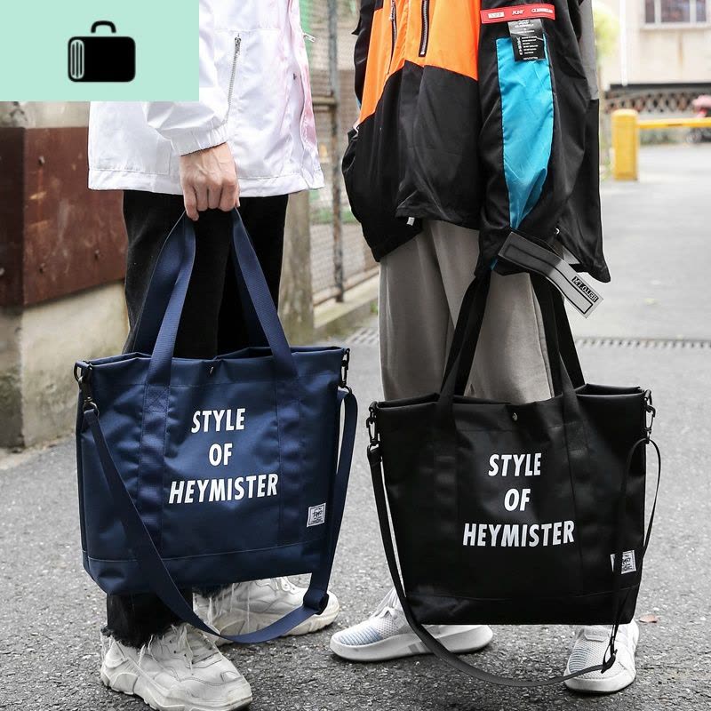 ins超火包潮牌男单肩斜挎包女韩版帆布休闲购物袋手提包大容量NEW LAKE男士手提包图片