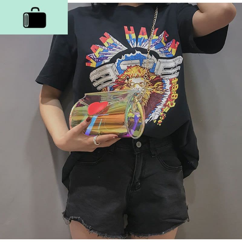 透明包包女韩版新款潮百搭镭射果冻包ins女士单肩包链条斜挎包NEW LAKE 图片色图片