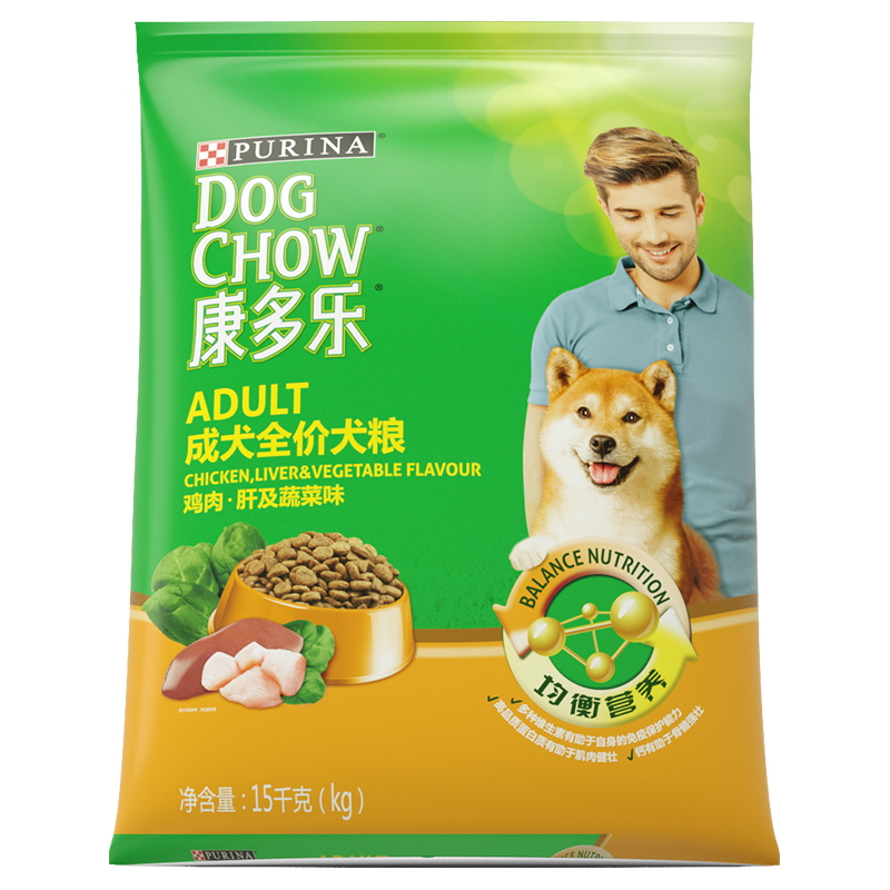 康多乐鸡肉肝蔬菜味成犬全价犬粮15kg狗粮30斤狗粮大型犬小型犬犬粮