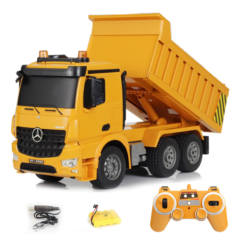 翻斗车运输大卡车集装箱平板拖车男孩玩具充电电动大货车男孩礼物视频