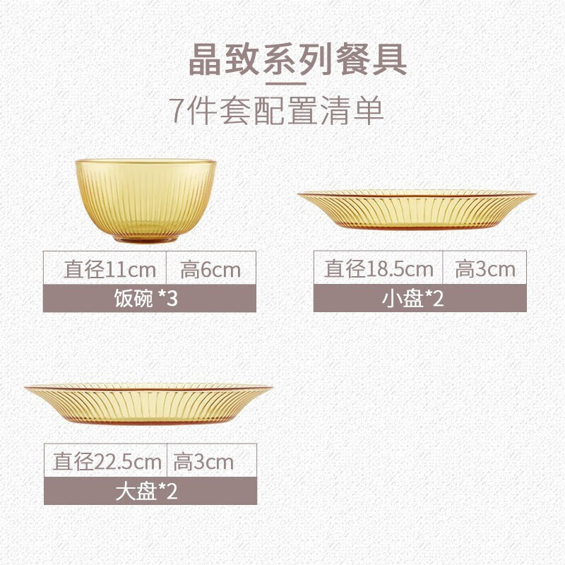 康宁 EKCO晶致系列餐具7件组(3饭碗2深盘2浅盘)高清大图