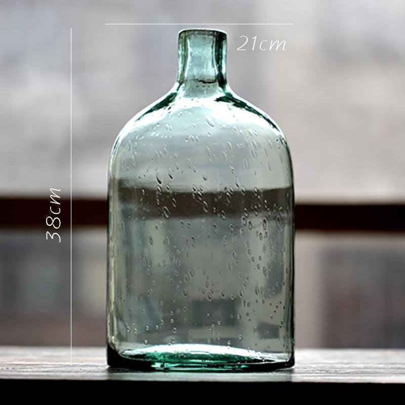 美帮汇玻璃花瓶落地台面艺术玻璃器皿软装饰美式粗放手工 清潭绿A款高清大图