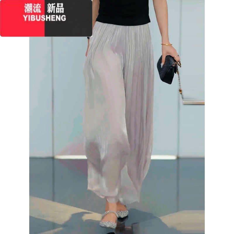 YIBUSHENG时尚高腰显瘦阔腿裙裤女季新款大码女装宽松垂感雪纺百搭休闲裤