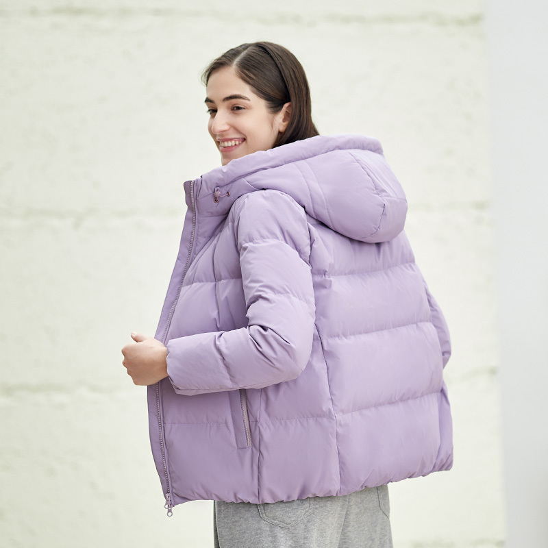 坦博尔羽绒服女短款连帽休闲面包羽绒服百搭外套td216336视频