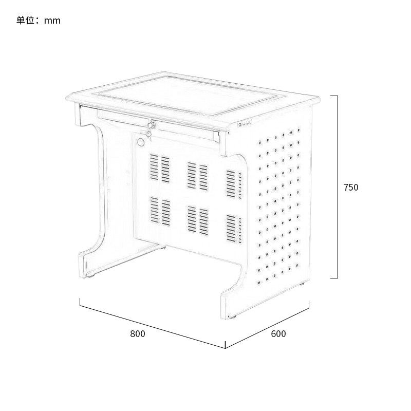 富莱斯宝 翻转电脑桌 800*600*750 张高清大图