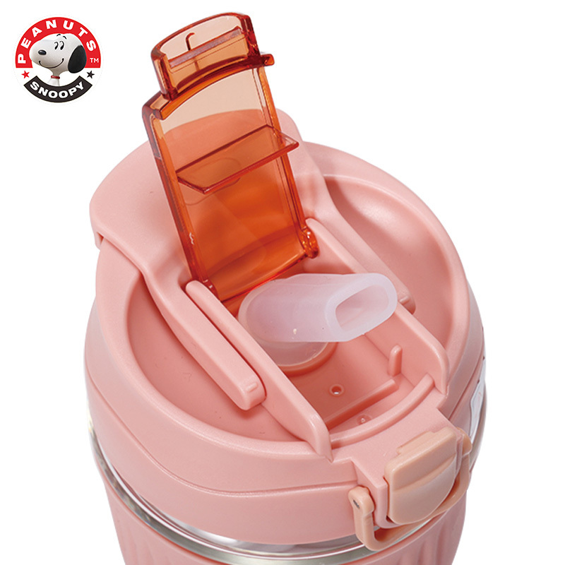 史努比(SNOOPY)玻璃水杯新款带吸管简约便携牛奶杯双饮杯高颜值水杯CQG3322