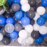 儿童海洋球婴儿彩色球透明室内宝宝玩具球池围栏马卡龙波波球 7cm特厚蓝色深灰白色透明