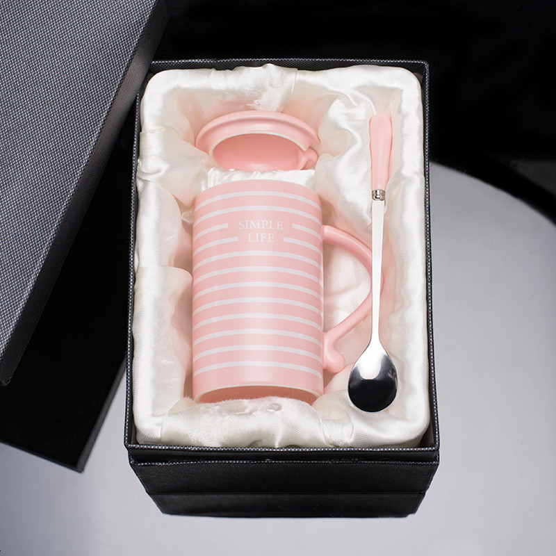 创意马克杯带盖勺陶瓷杯子情侣水杯牛奶咖啡杯办公室水杯潮流潮流