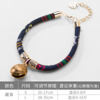 狗狗铃铛宠物猫项圈狗铃铛泰迪比熊饰品项链小型犬领结猫咪狗用品 虎头铃铛[藏青] [S]