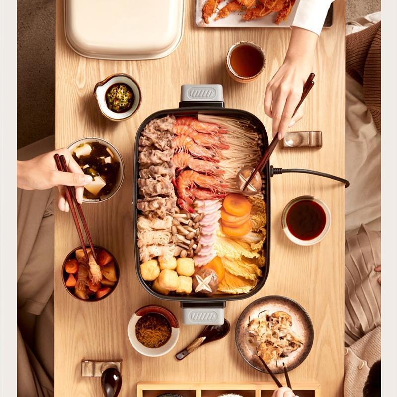 东芝(TOSHIBA)多功能料理锅电烧烤肉锅炉网红锅家用蒸煮炒煎电火锅HC-14KSNC(W)