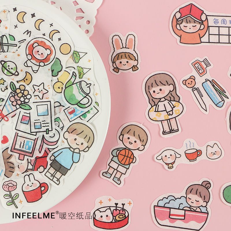 韩国手账贴纸手帐本贴纸包可爱手机水杯日记装饰贴图创意套装j5