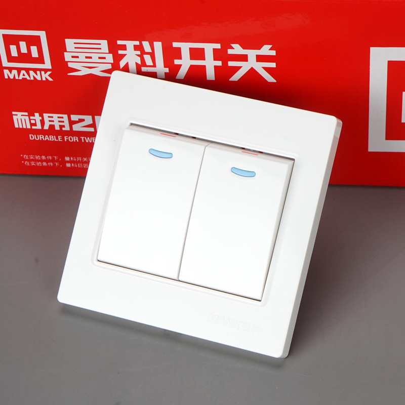 曼科86型明暗装16A大板开关面板墙壁插座 家用一二三四位单开双控 一位大板开关(1个装)