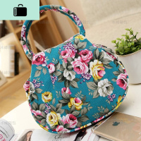 迷你手机零钱包花朵帆布包中年妈妈手拎包中老年手提小包包女士包NEWLAKE 湖蓝色