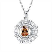 N035 Women Silver Necklace韩版镀纯银复古花坠锁骨链女项链送女朋友七夕情人节礼物