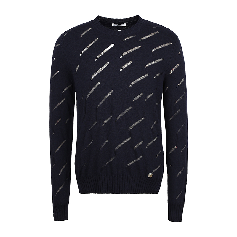 versacecollection正品19秋冬新款简约男士圆领套头针织衫v700796vk