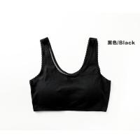 波迷娜(BOMINA)透气孔棉加肥加大码美背女无痕小蕾丝运动瑜伽无钢圈背心裹胸 黑色 均码