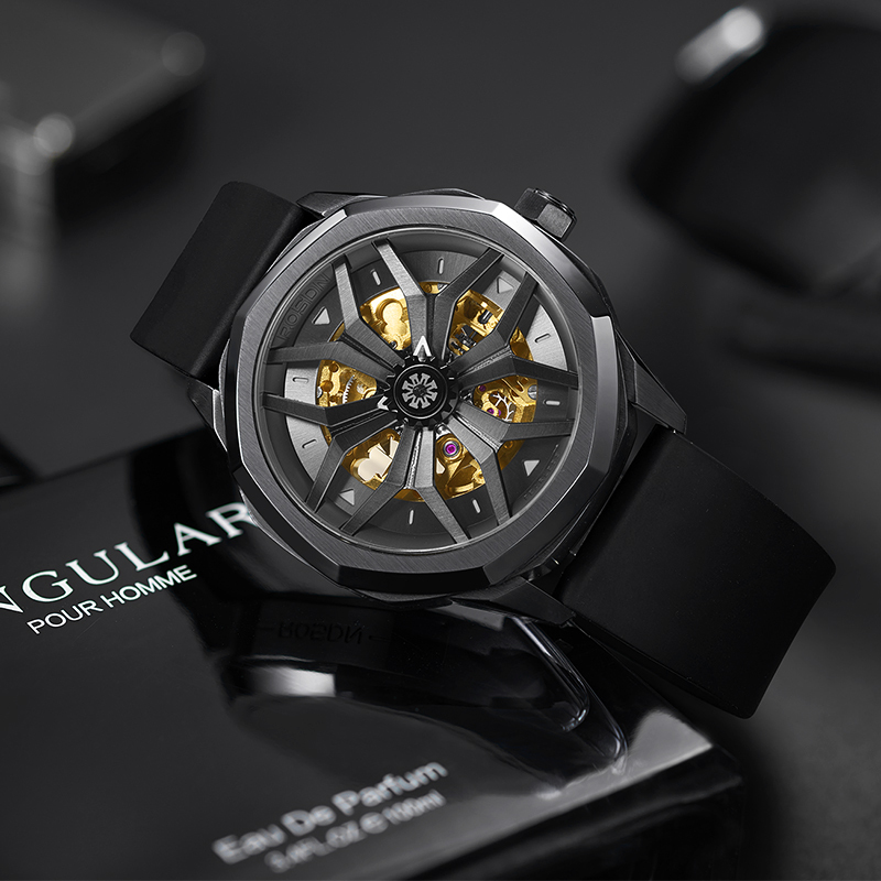 劳士顿(ROSDN)无畏系列手表男自动机械表运动简约胶带商务男士怀表时尚国产潮流镂空男表G2188高清大图