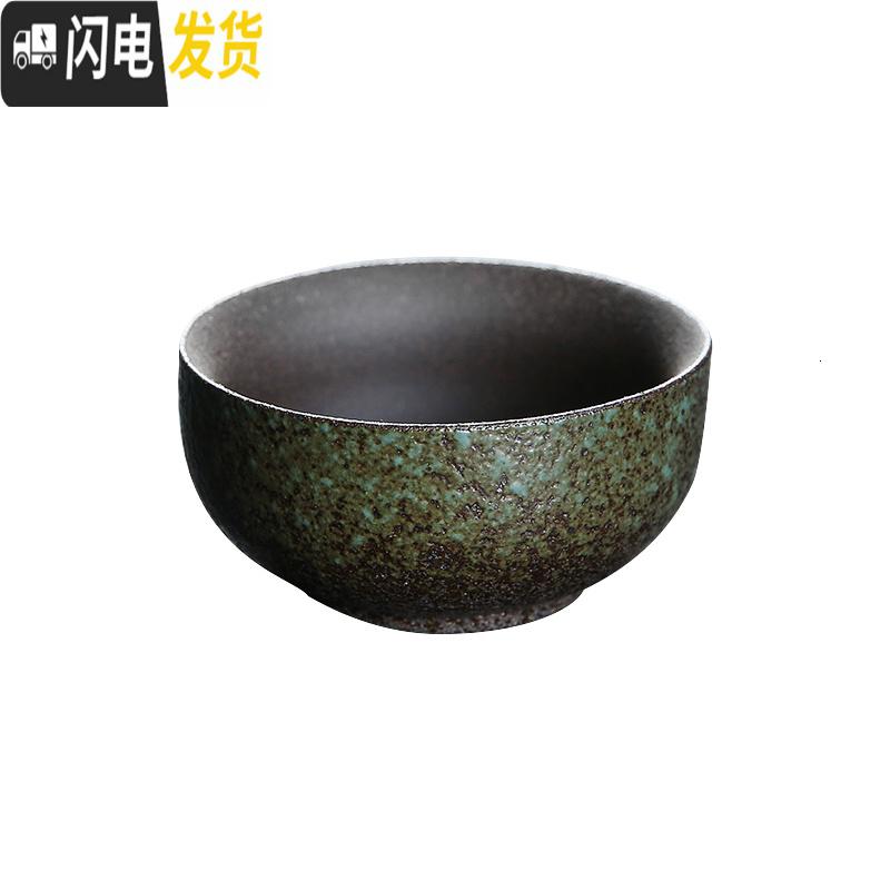 三维工匠粗陶茶道主人杯单杯陶瓷品茗杯茶杯日式创意手工复古功夫小茶杯碗 黑陶斗笠杯款式三高清大图