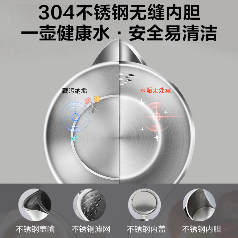 苏泊尔(SUPOR)电水壶1.5L大容量自动断电电热水壶保温防烫防干烧自动断电不锈钢内胆烧水壶15T66B高清大图