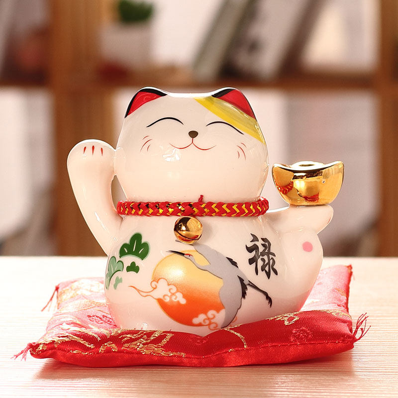 猫摆件小礼品存钱罐店铺开业送礼居家装饰手工创意日式发财猫 三维工匠 4寸禄猫高清大图
