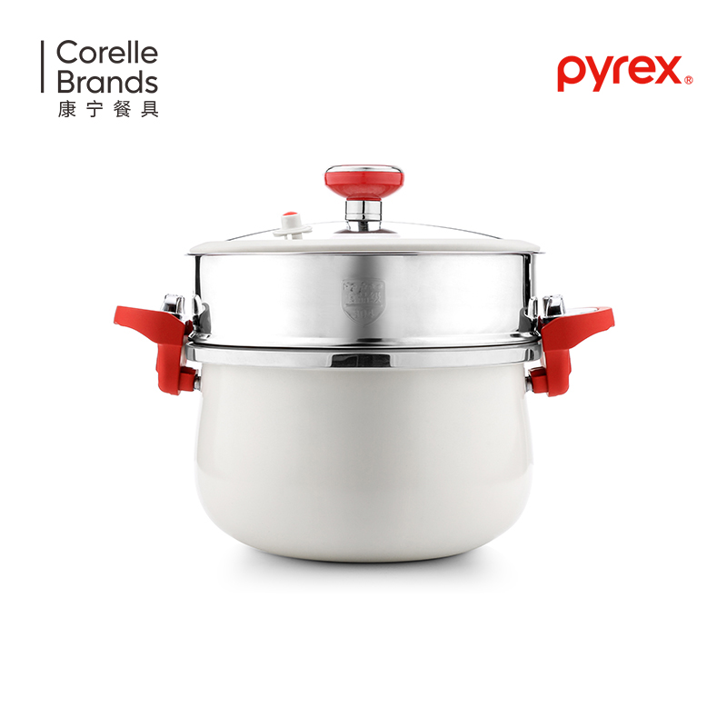 康宁Pyrex珐琅陶晶微压双层汤蒸锅 26cm PX-SCZG-YZT/HP高清大图