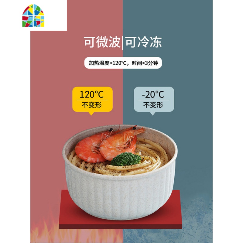 上班族饭盒微波炉加热专用小麦秸秆便当盒学生塑料圆形沙拉保鲜盒 FENGHOU 保鲜碗+叉勺筷+收纳盒+汤杯高清大图