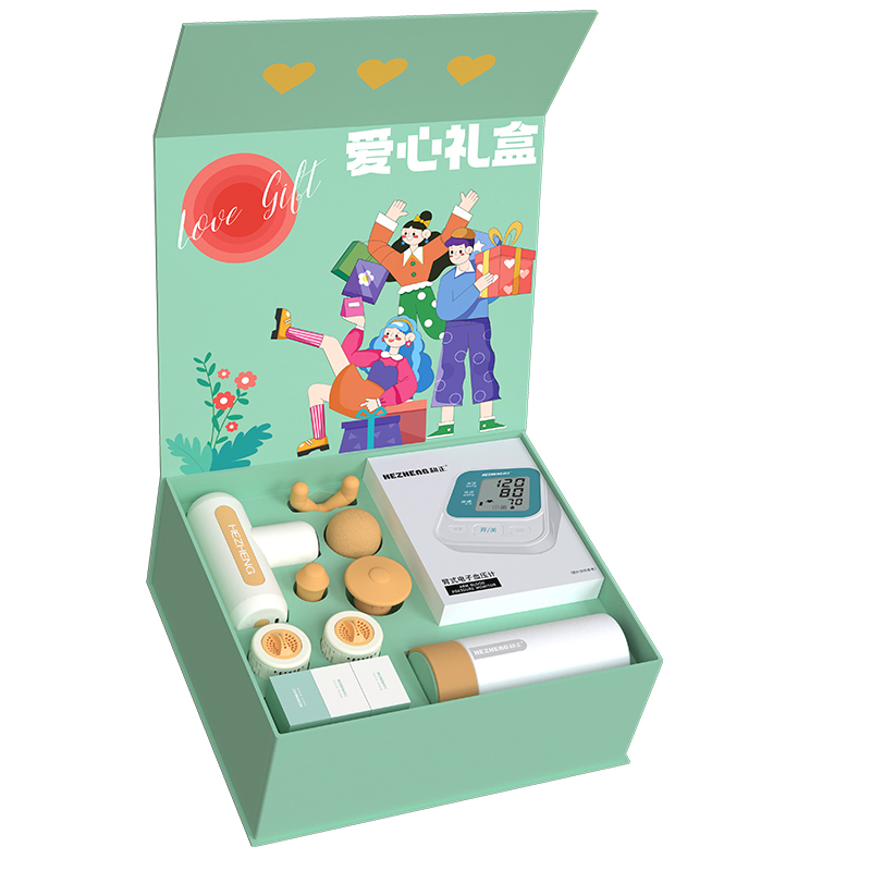 和正 血压计 爱心组合 孝心礼盒健康礼物(筋膜枪+温显水杯+测压计+艾灸罐-2)爱心礼盒一HZ-LOVE-1!