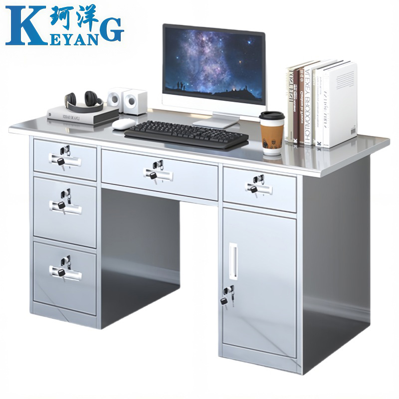 珂洋 不锈钢办公桌 五斗中抽1.2米 张高清大图