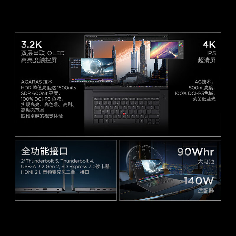ThinkPad T1g 酷睿Ultra7-255H 16英寸联想高性能移动工作站笔记本电脑 32G 1T 4K RTX5060-8G 16英寸高清大图