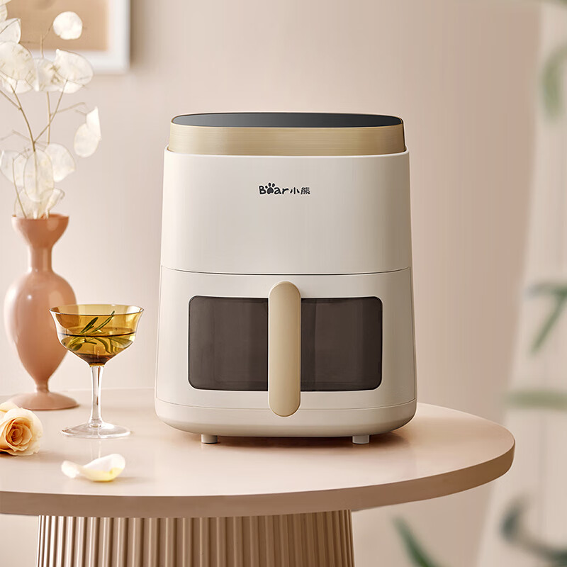 小熊(Bear)QZG-F15E3 空气炸锅家用多功能 5L大容量 无油烟微电脑触控微蒸汽嫩烤 可视电炸锅