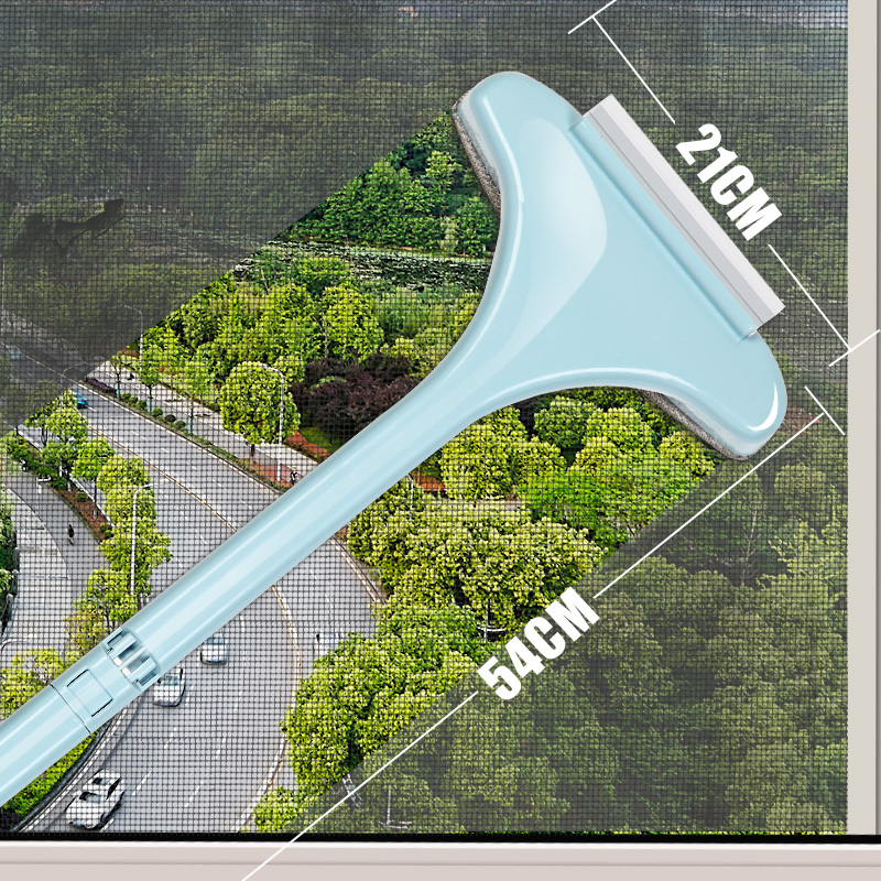 纱窗清洗阿斯卡利(ASCARI)家用沙窗网清理窗户玻璃双面擦专用免拆洗纱窗清洁刷 [刮刷两用擦窗器]54CM蓝色款