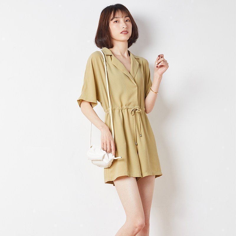 2折价899元唐狮夏装新款女休闲裤连体裤女夏抽绳显瘦轻薄短裤女夏宽松