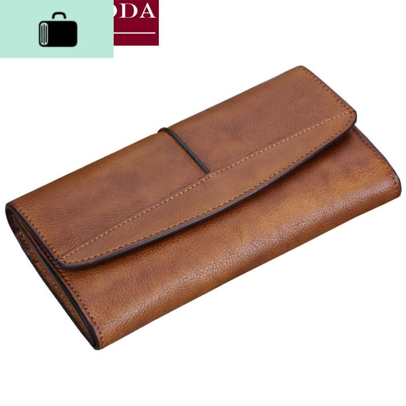 女士手工皮夹女牛皮钱夹女复古皮钱包女长款拉链日韩2020新款女NEW LAKE图片