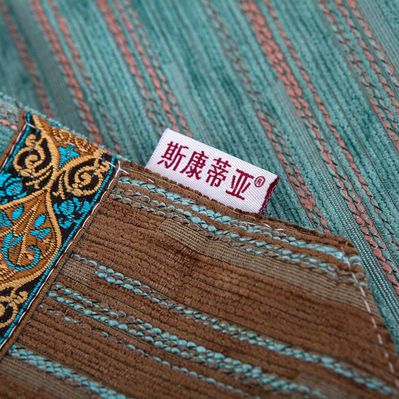 欧式餐桌桌旗茶几餐垫装饰布桌巾电视柜西餐桌棉麻隔热垫碗垫鞋柜 桌旗蓝拼咖蓝尖 桌旗32*200cm高清大图
