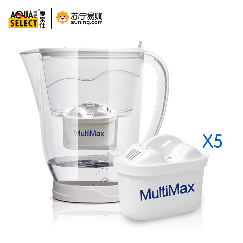 爱泉仕 Aqua Select 净水壶 炫彩白whale-WH 3,5L/升 复合超滤净水壶 滤水无碳粉 3-5人