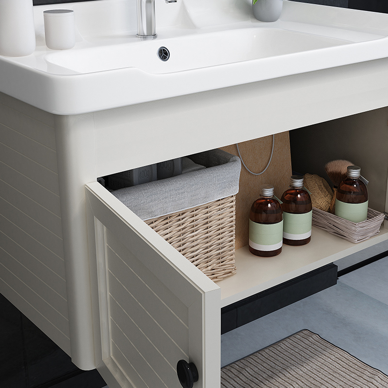 HOROW希箭卫浴简欧风太空铝浴室柜组合卫浴柜洗手盆组合柜(7天内发货)